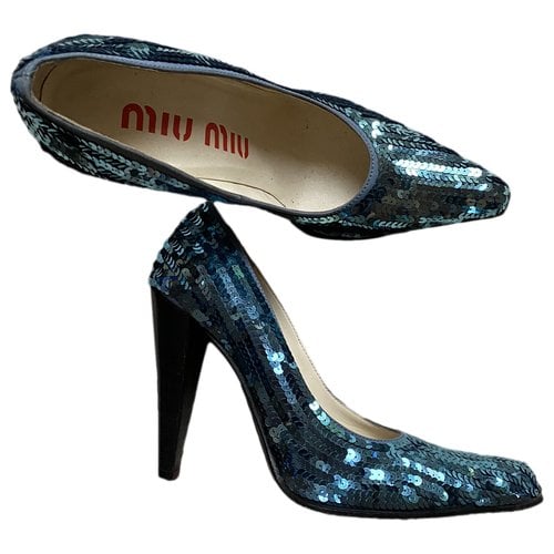 Pre-owned Miu Miu Leather Heels In Blue