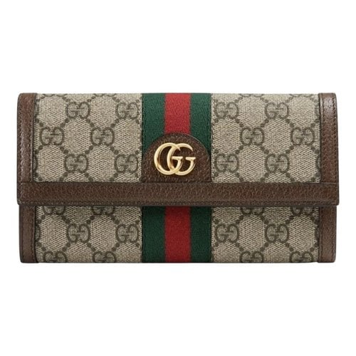 Pre-owned Gucci Ophidia Leather Wallet In Brown