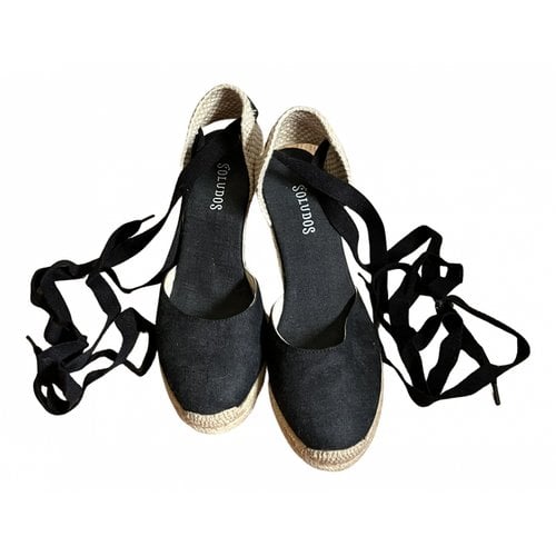 Pre-owned Soludos Cloth Espadrilles In Black
