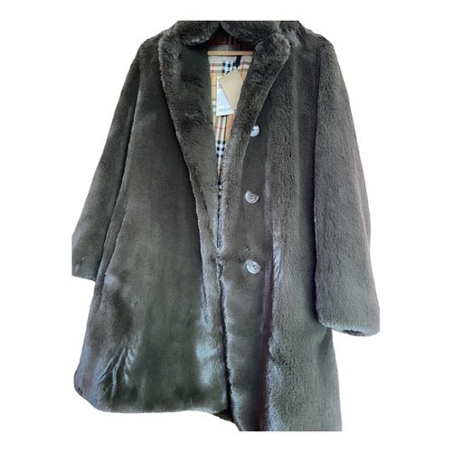 Pre-owned Burberry Faux Fur Coat In Khaki