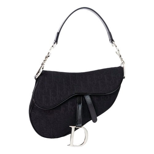 Pre-owned Dior Saddle Cloth Handbag In Black