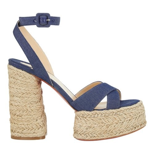 Pre-owned Christian Louboutin Cloth Sandal In Blue