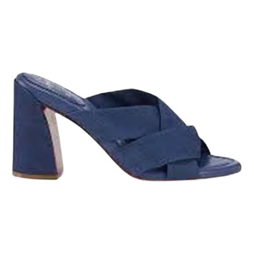 Pre-owned Christian Louboutin Cloth Mules & Clogs In Blue