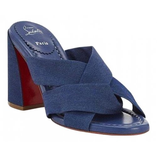 Pre-owned Christian Louboutin Cloth Mules & Clogs In Blue