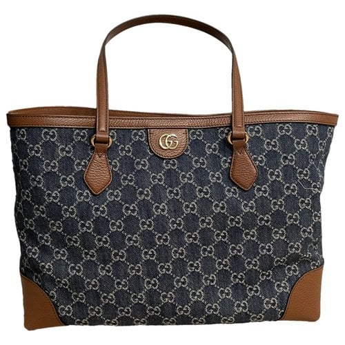 Pre-owned Gucci Ophidia Shopping Tote In Blue