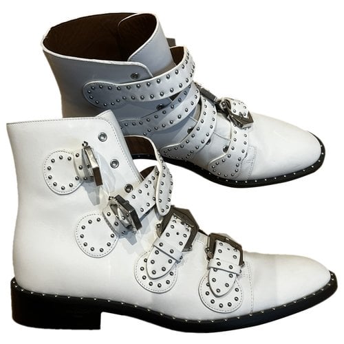 Pre-owned Givenchy Leather Western Boots In White