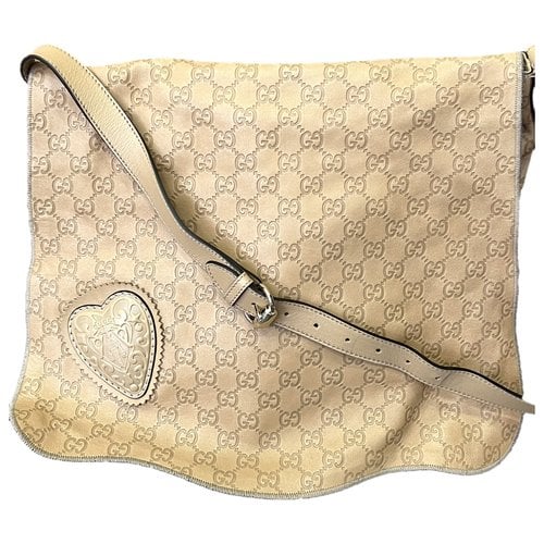 Pre-owned Gucci Tribeca Leather Crossbody Bag In Beige