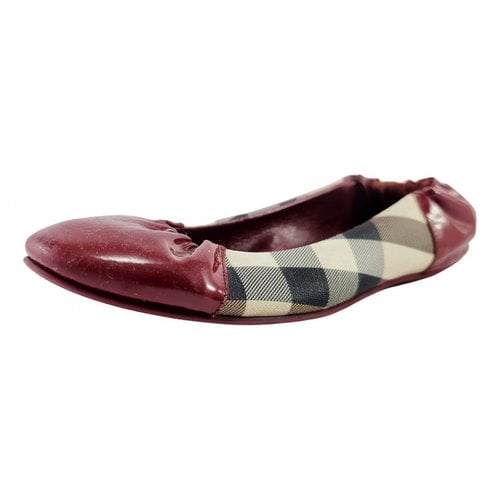 Pre-owned Burberry Patent Leather Ballet Flats In Red