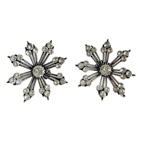 Pre-owned Saint Laurent Crystal Earrings In Silver