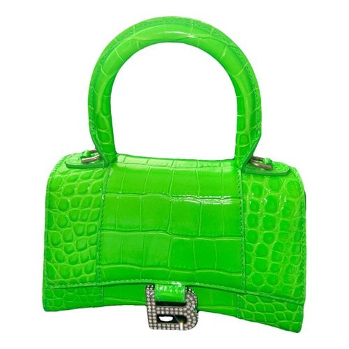 Pre-owned Balenciaga Hourglass Leather Handbag In Green