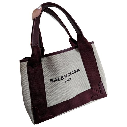 Pre-owned Balenciaga Navy Cabas Crossbody Bag In Burgundy