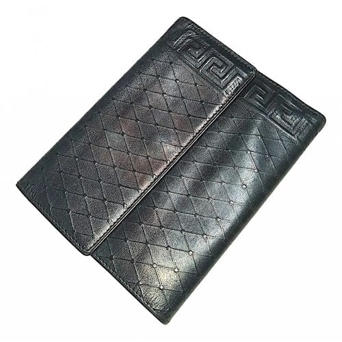 Pre-owned Versace Leather Wallet In Black