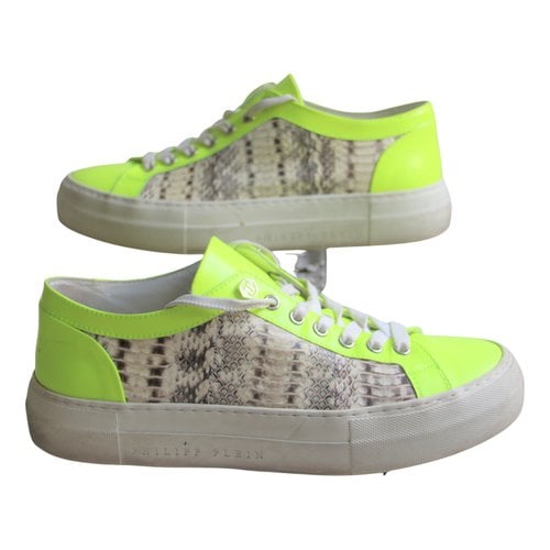 Pre-owned Philipp Plein Leather Trainers In Yellow