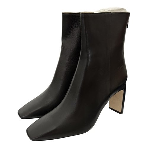 Pre-owned Anine Bing Leather Ankle Boots In Black