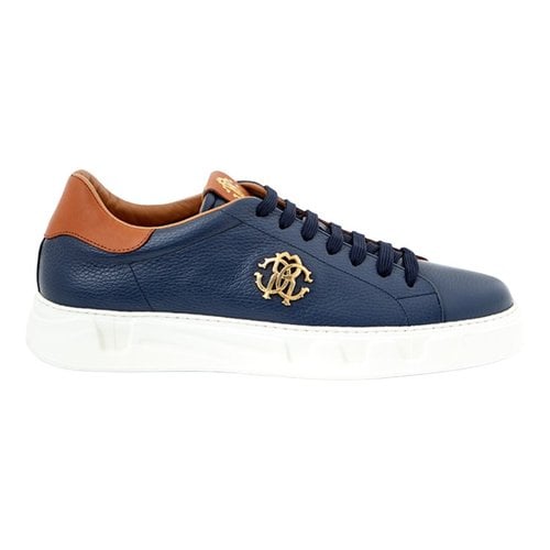 Pre-owned Roberto Cavalli Leather Low Trainers In Blue