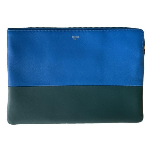 Pre-owned Celine All Soft Leather Clutch Bag In Blue