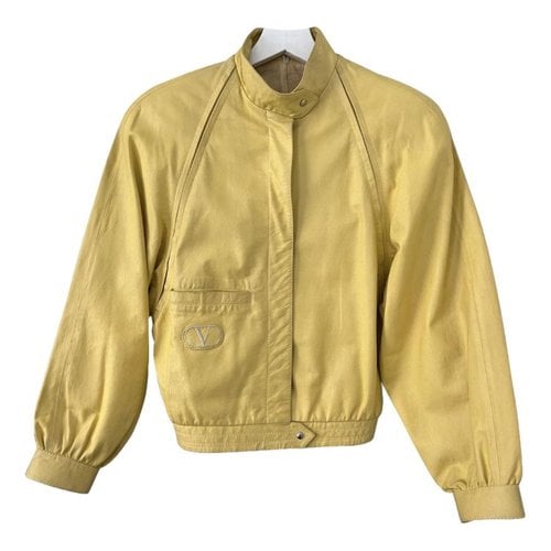 Pre-owned Valentino Leather Jacket In Yellow