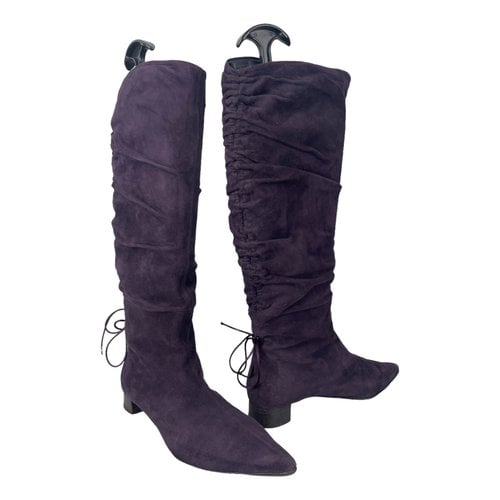 Pre-owned Gucci Boots In Purple