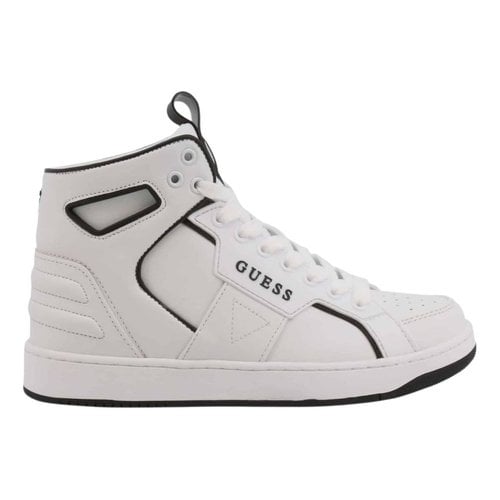 Pre-owned Guess Vegan Leather Trainers In White