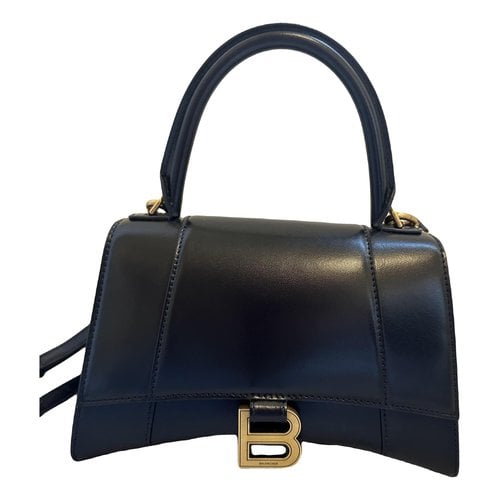 Pre-owned Balenciaga Hourglass Leather Handbag In Black
