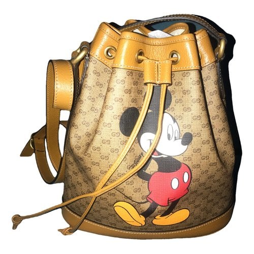 Pre-owned Disney X Gucci Leather Handbag In Brown