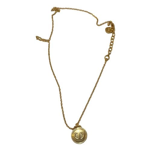 Pre-owned Dior Petit Cd Necklace In Gold