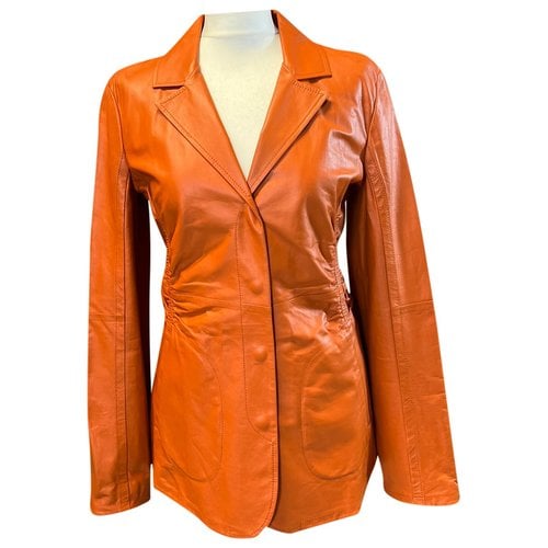 Pre-owned Max Mara Leather Blazer In Orange