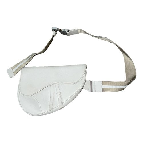 Pre-owned Dior Saddle Leather Bag In White