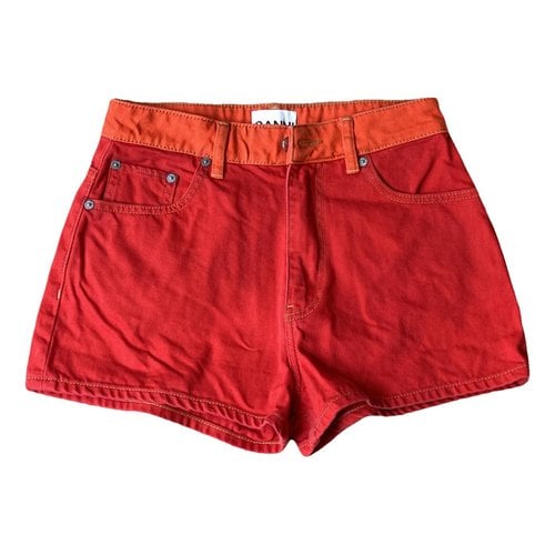 Pre-owned Ganni Short Jeans In Red