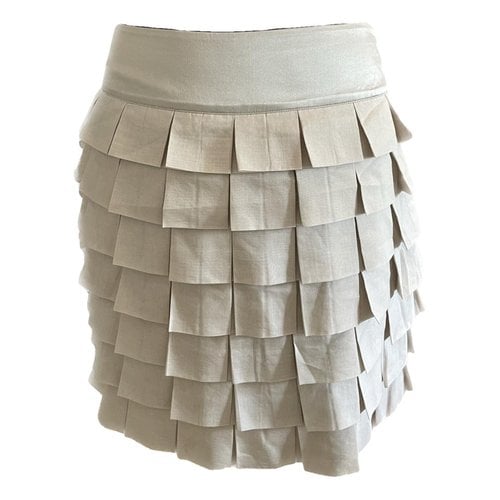Pre-owned Reiss Silk Mini Skirt In Beige