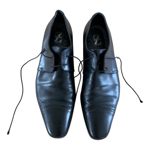 Pre-owned Zegna Leather Lace Ups In Black