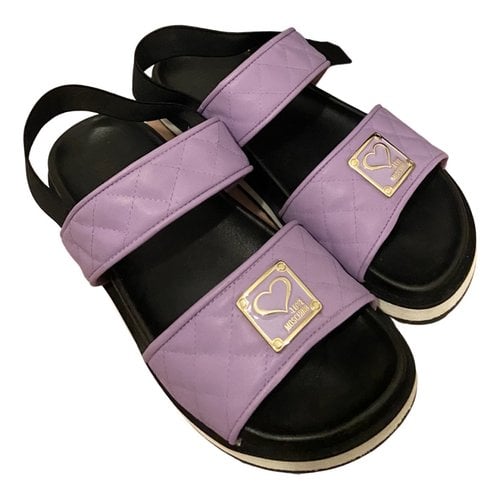 Pre-owned Moschino Love Leather Sandal In Purple