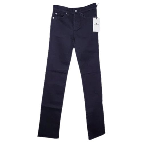 Pre-owned 7 For All Mankind Straight Jeans In Black