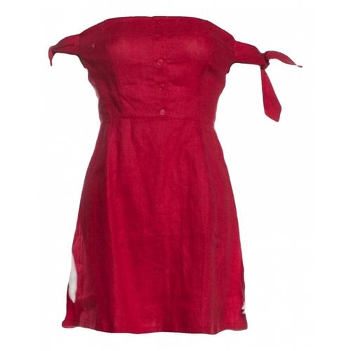Pre-owned Reformation Linen Mini Dress In Red