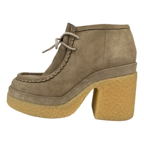 Pre-owned Chloé Lace Up Boots In Grey