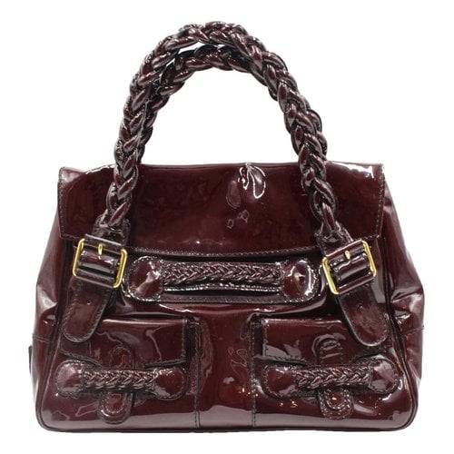 Pre-owned Valentino Garavani Patent Leather Handbag In Burgundy