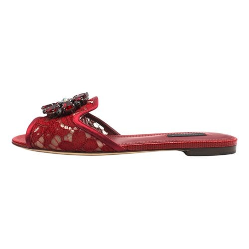 Pre-owned Dolce & Gabbana Cloth Sandals In Burgundy