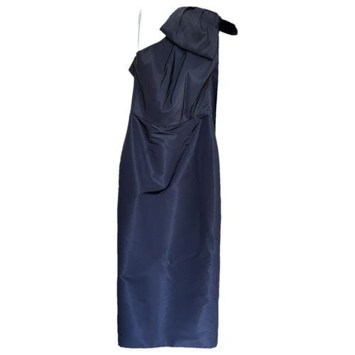 Pre-owned Alexia Maria Silk Mid-length Dress In Navy