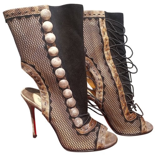 Pre-owned Christian Louboutin Lace Up Boots In Black