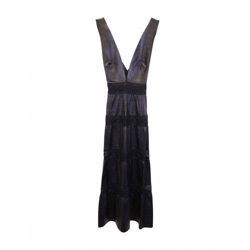 Pre-owned Valentino Leather Mid-length Dress In Black
