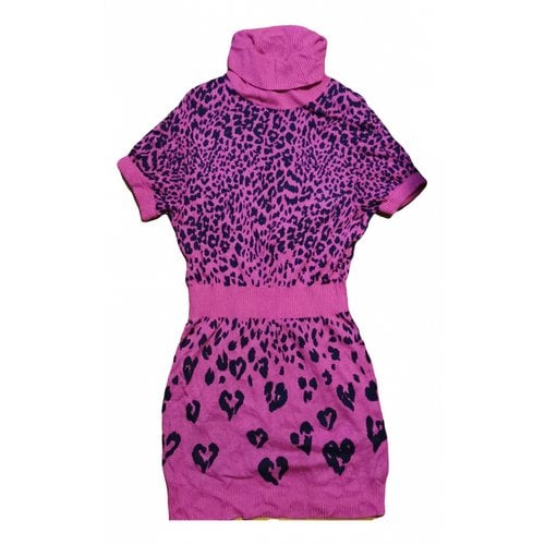 Pre-owned Moschino Love Wool Mini Dress In Pink