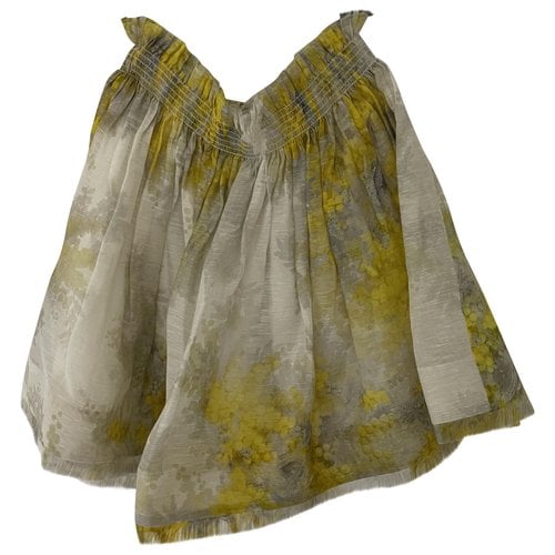 Pre-owned Zimmermann Linen Mini Skirt In Yellow