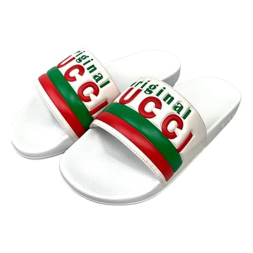 Pre-owned Gucci Leather Flats In White