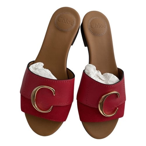 Pre-owned Chloé C Leather Sandal In Red