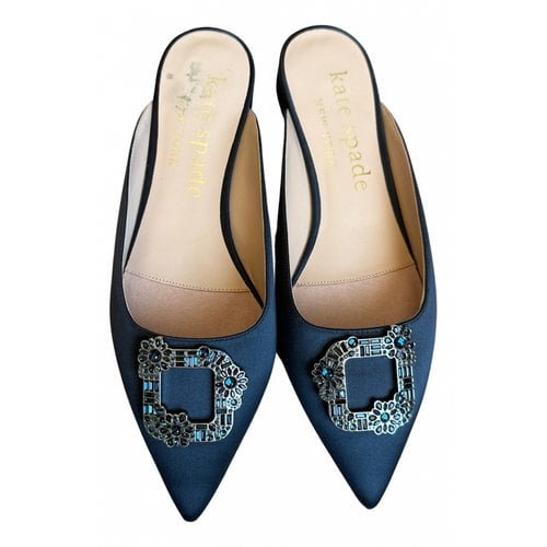Pre-owned Kate Spade Cloth Flats In Navy