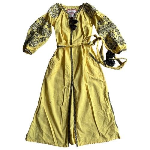 Pre-owned Yuliya Magdych Linen Maxi Dress In Yellow