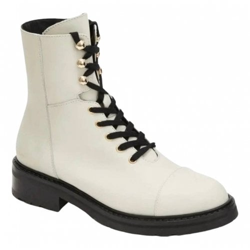 Pre-owned Allsaints Leather Biker Boots In White