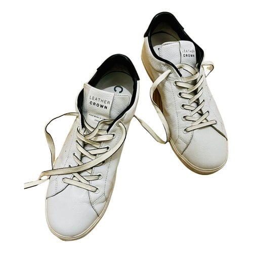 Pre-owned Leather Crown Leather Trainers In White