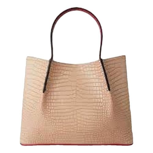 Pre-owned Christian Louboutin Cabarock Leather Tote In Beige