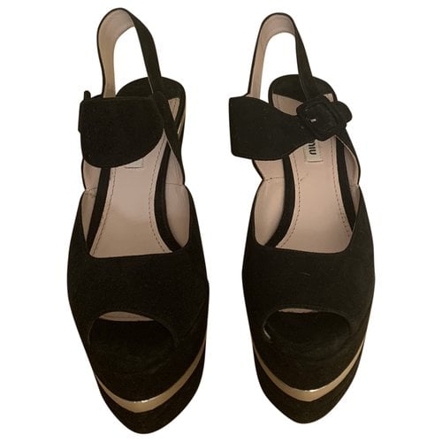 Pre-owned Miu Miu Sandals In Black